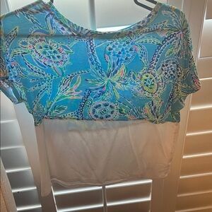 Lilly Pulitzer Blue and White Floral Blouse